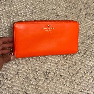 Kate Spade Bright Orange Zip around Wallet